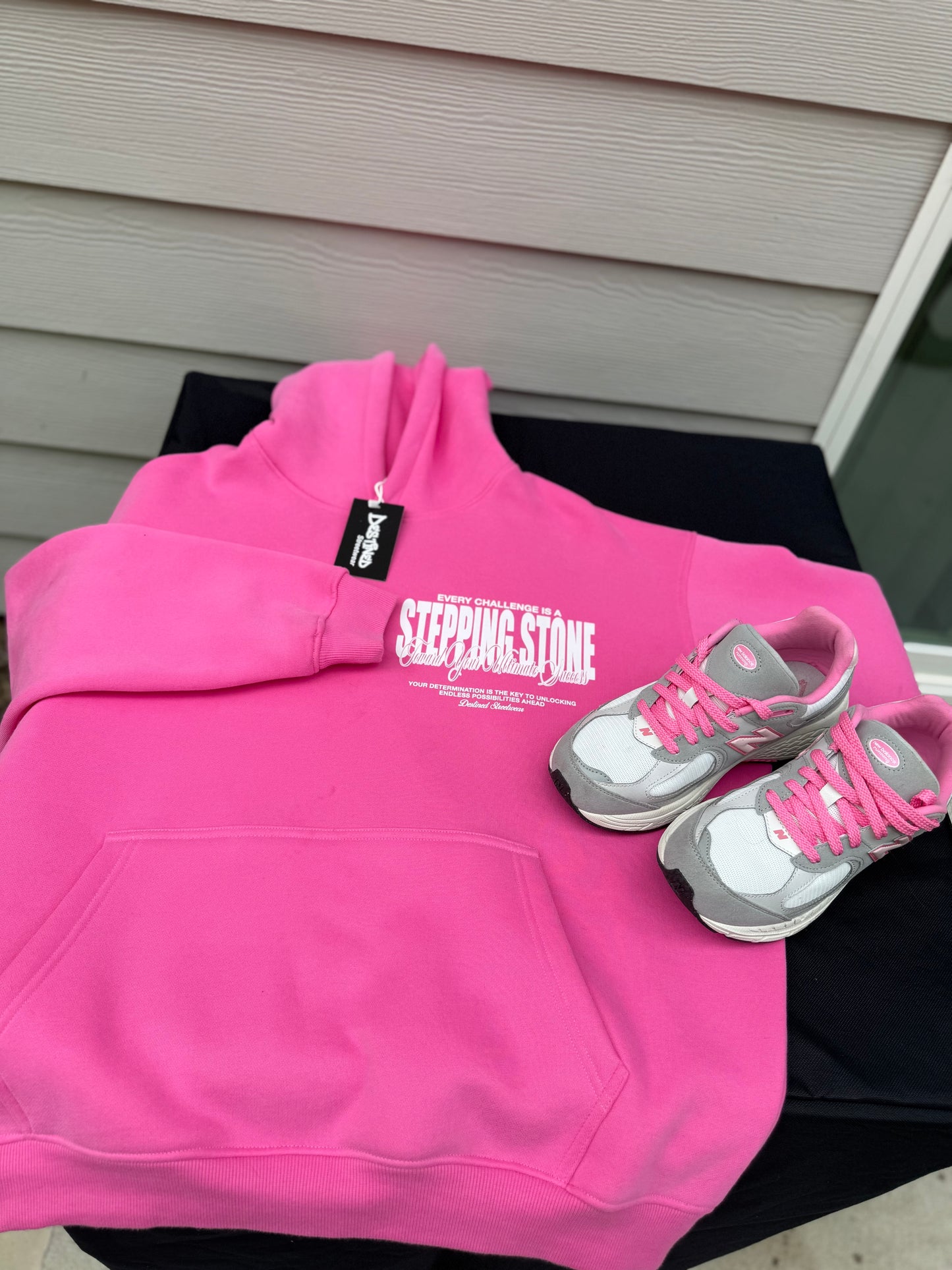 “Stepping Stone” Pink Static Hoodie